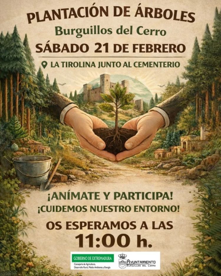 Plantación de árboles en Burguillos del Cerro