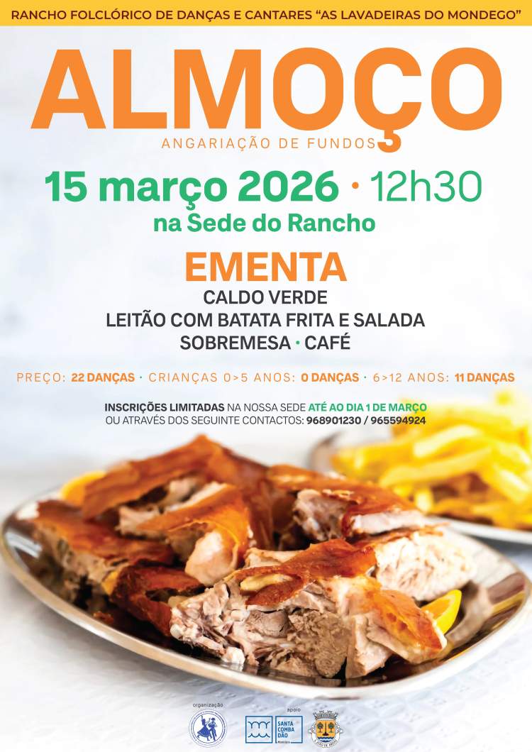 Almoço de angariação de fundos - Rancho Folclórico de Danças e Cantares 'As Lavadeiras do Mondego'