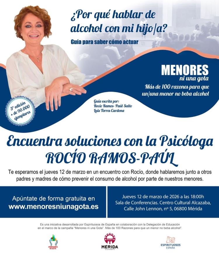 Charla «¿Por qué hablar de alcohol con mi hijo/a?» con Rocío Ramos-Paúl