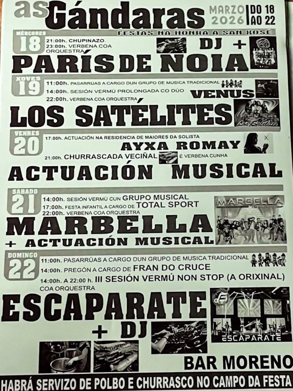 Festas na Honra a San Xosé 2026 | As Gándaras