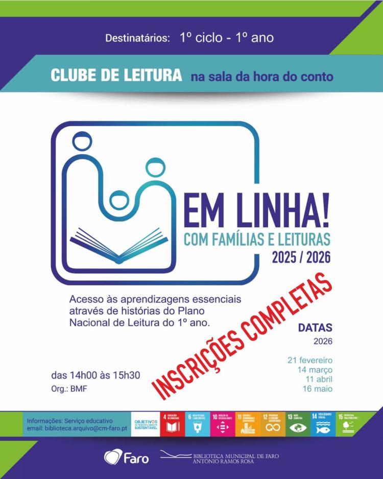 Clube de Leitura - Em Linha! Com Famílias e Leituras - Inscrições completas