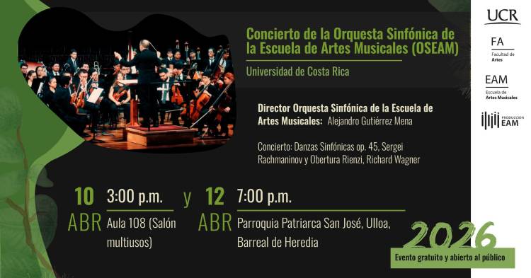 Concierto de la Orquesta Sinfónica de la Escuela de Artes Musicales (OSEAM), UCR