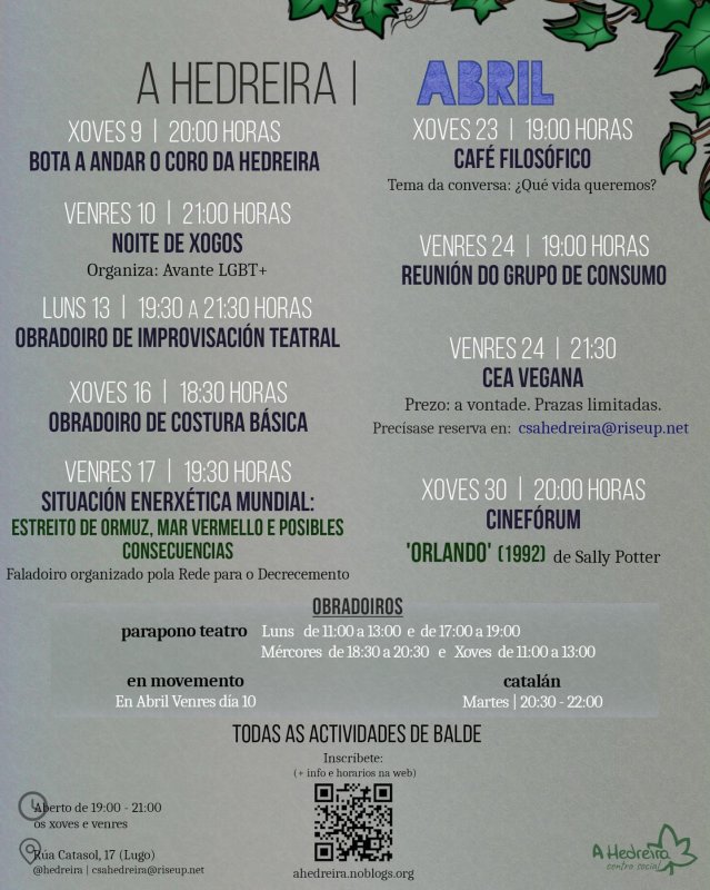 Actividades de Abril | A Hedreira