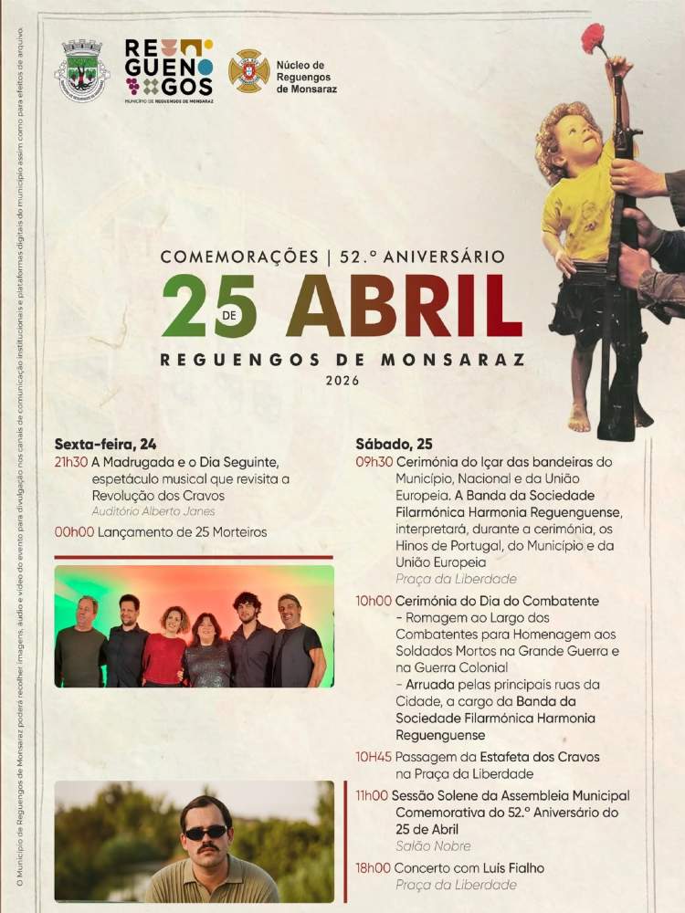 Comemorações do 52.º Aniversário do 25 de Abril em Reguengos de Monsaraz