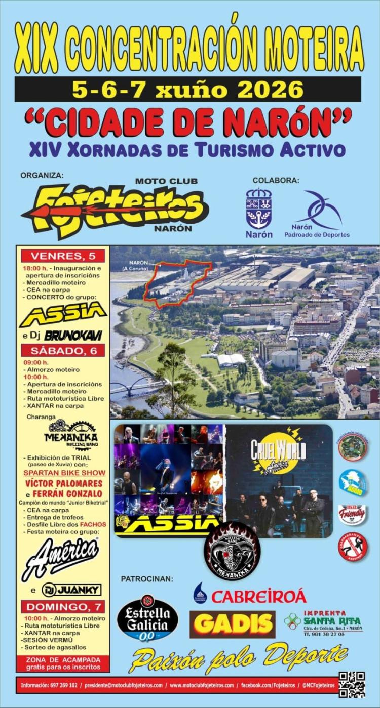 XIX Concentración Moteira Cidade de Narón, A Coruña. Organiza Motoclub Os Fojeteiros