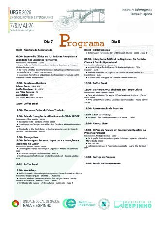 Jornadas de Enfermagem do Serviço de Urgência da ULSGE