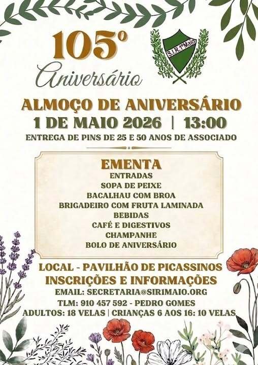 105.º ANIVERSÁRIO | SIR 1.º de Maio