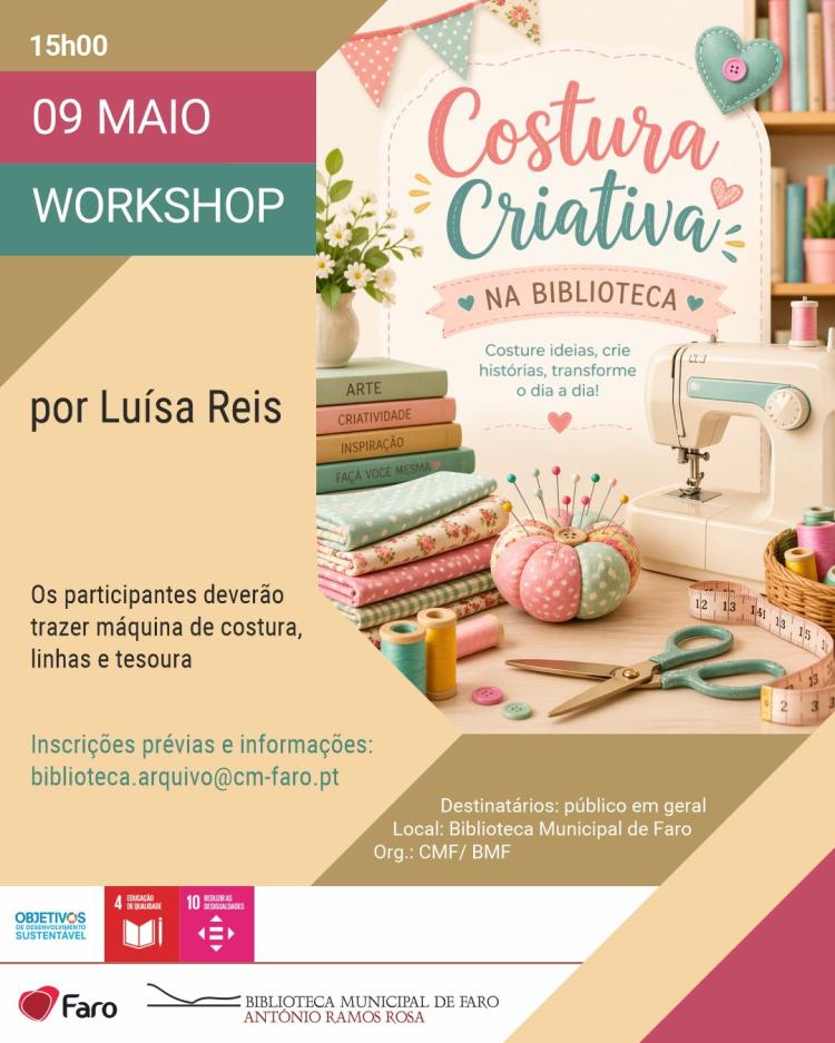 Workshop Costura Criativa na Biblioteca por Luísa Reis
