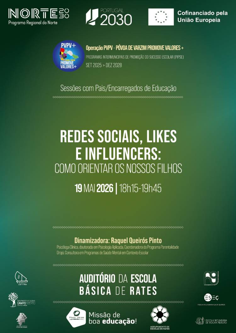 Sessão de sensibilização “Redes Sociais, Likes e Influencers: como orientar os nossos filhos' na Escola Básica de Rates