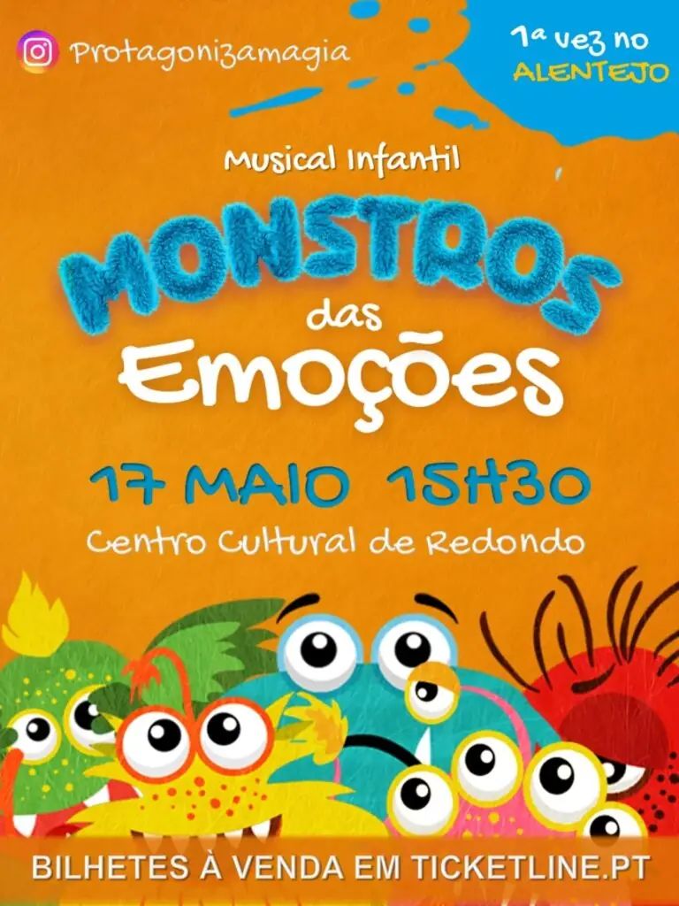 Musical infantil “Monstros das Emoções” | 17 de maio | 15h30 | Auditório do Centro Cultural de Redondo