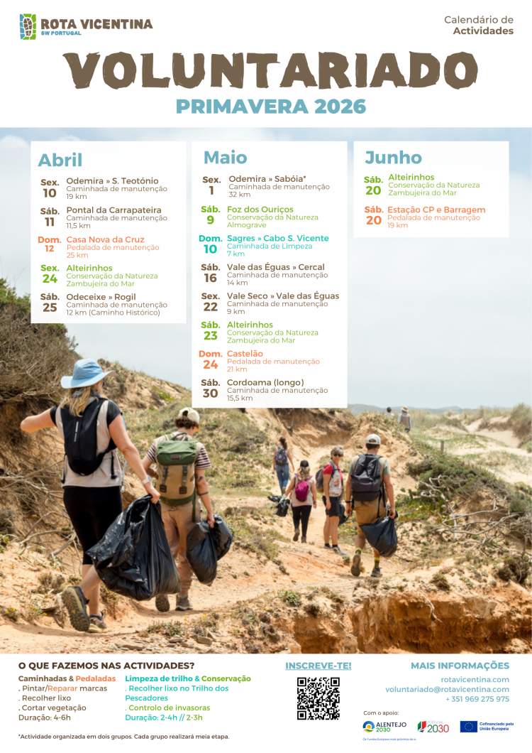 Voluntariado Primavera 2026 – Rota Vicentina – Percursos no Município de Santiago do Cacém