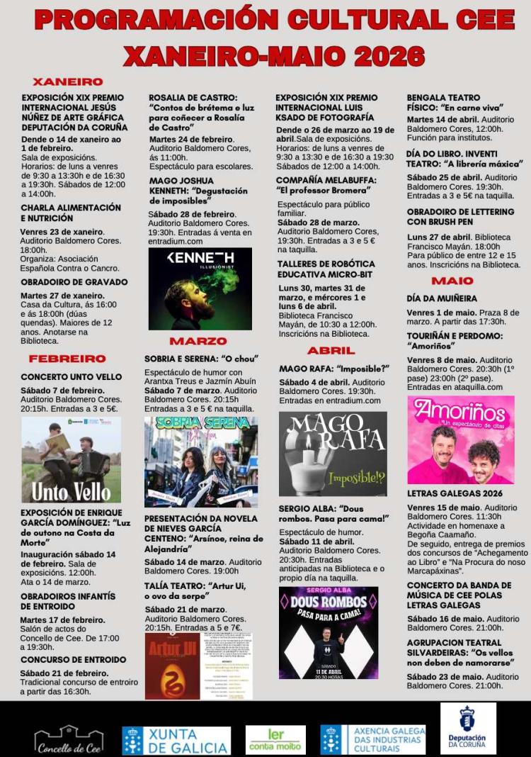 Programación cultural Cee xaneiro-maio 2026