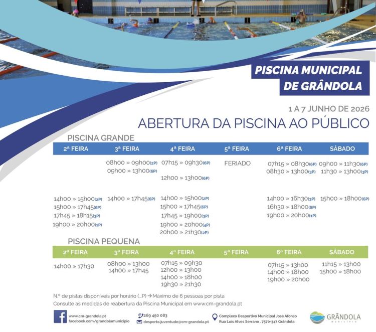 DESPORTO | Horário » Piscina Municipal
