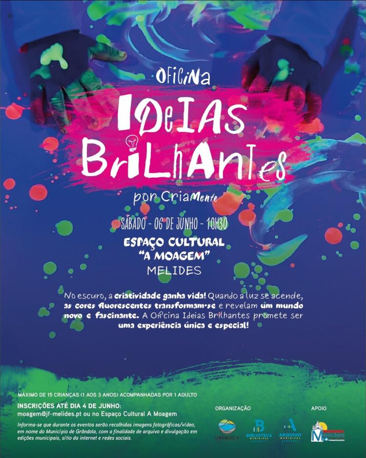 INFANTIL | Oficina Ideias Brilhantes no espaço cultural «A Moagem» Melides