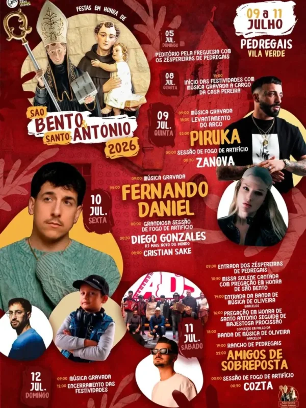 Festas em Honra de São Bento e Santo António 2026 - Pedregais