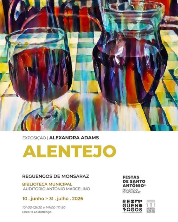 Exposição de Alexandra Adams patente na Biblioteca Municipal de Reguengos de Monsaraz