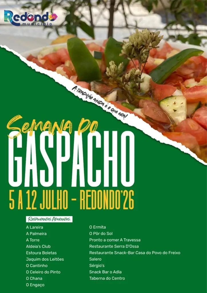 Semana do Gaspacho | de 05 a 12 de julho | Concelho de Redondo | Conheça os restaurantes aderentes