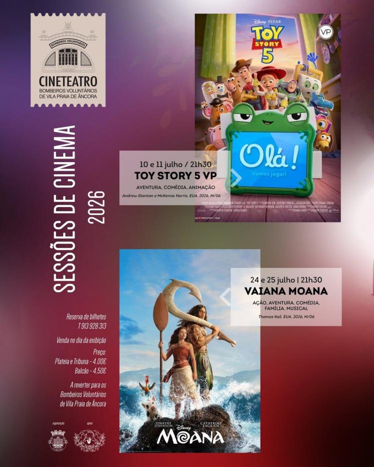 Sessões de Cinema 2026 – Cineteatro dos Bombeiros de Vila Praia de Âncora