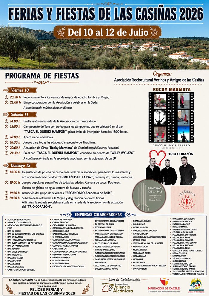 FERIAS Y FIESTAS DE LAS CASIÑAS 2026