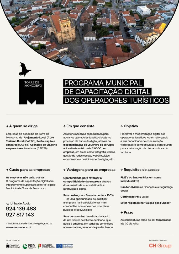 Município de Torre de Moncorvo proporciona Programa Municipal de Capacitação Digital aos Operadores Turísticos