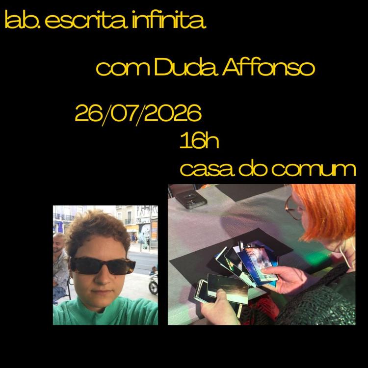 Oficina de Escrita Infinita, com Duda Affonso Oficina