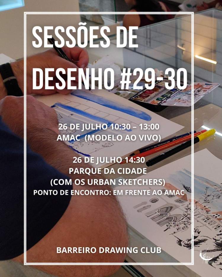 Sessão de desenho de modelo ao vivo com o coletivo Barreiro Drawing Club