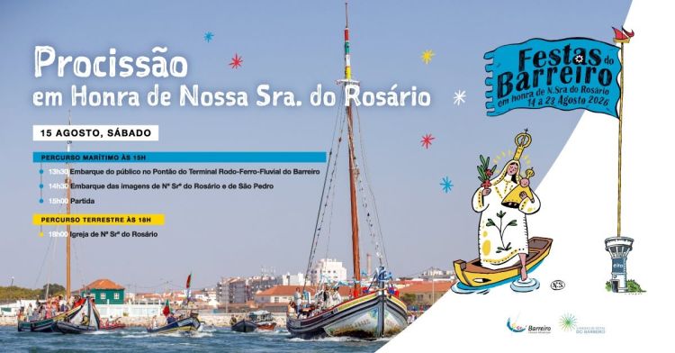 Procissão em honra de Nossa Senhora do Rosário nas Festas do Barreiro 2026