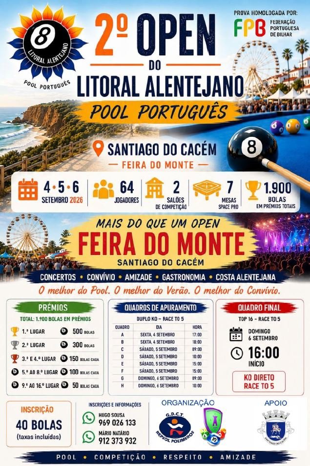 2.º Open do Litoral Alentejano de Pool Português