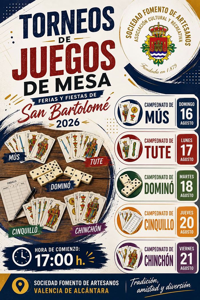 TORNEOS DE JUEGOS DE MESA – SAN BARTOLOMÉ 2026