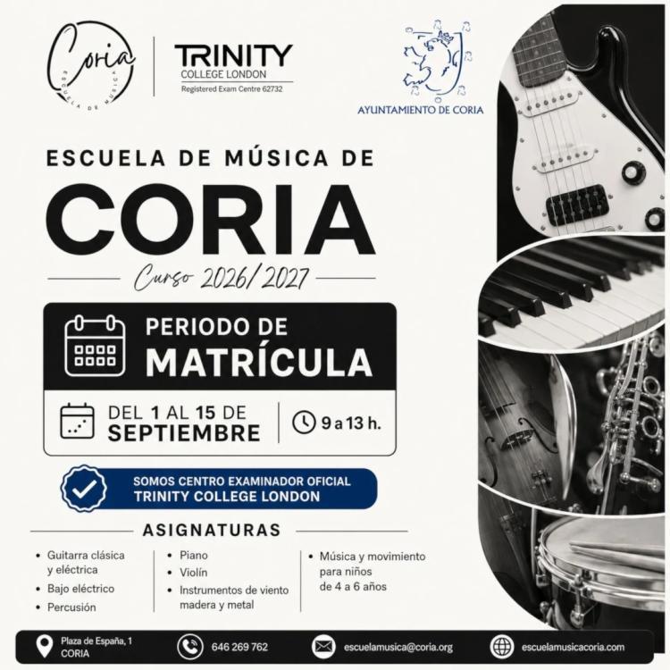 Matrícula Curso 2026/27 - Escuela de Música de Coria