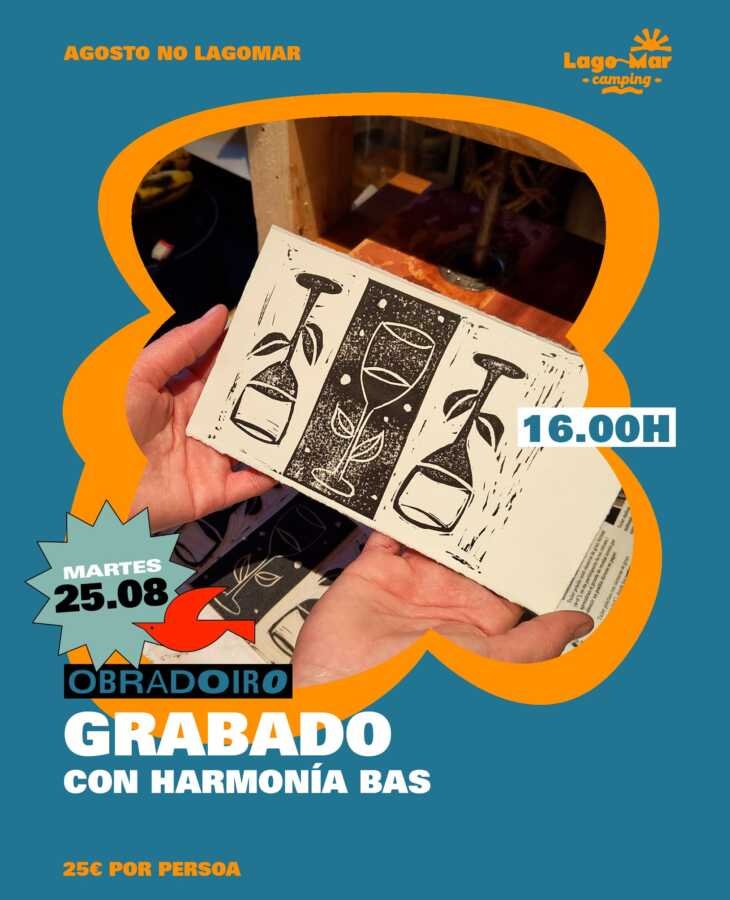 Obradoiro de gravado con Harmonía Bas no Camping Lago-Mar