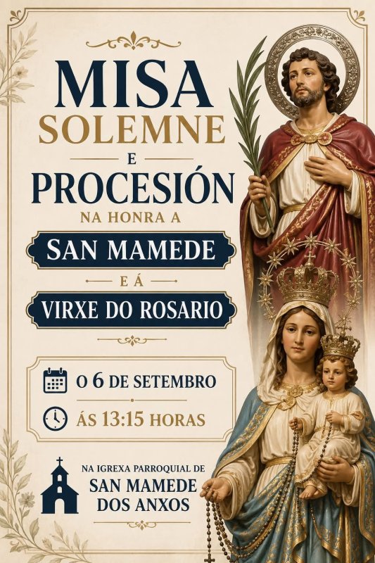 Misa Solemne e Procesión na honra a San Mamede e á Virxe do Rosario