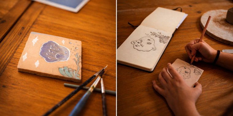 As Aventuras de Afonso - o peixe lua | Pintura de azulejos para crianças