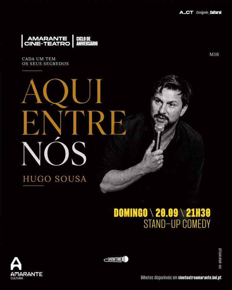Espetáculo de stand-up “Aqui Entre Nós”, de Hugo Sousa