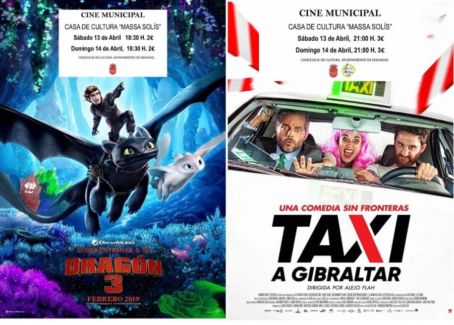 El cine municipal proyecta: “Cómo entrenar a tu dragón 3” y “Taxi a Gibraltar “