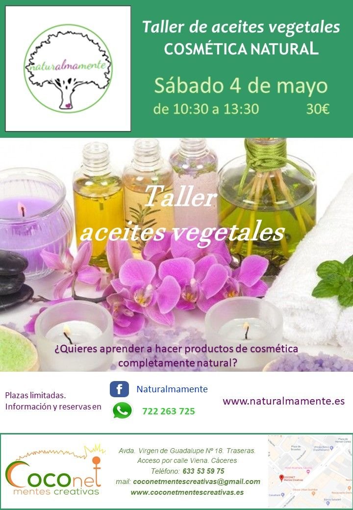 Taller de cosmética natural: elaboración de aceites vegetales para la piel