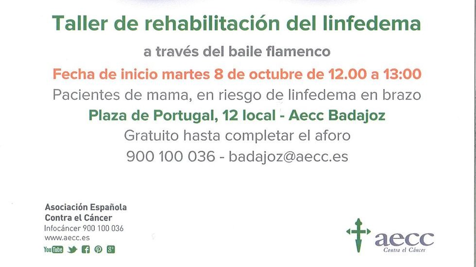 Taller de rehabilitación del linfedema a través del baile flamenco - AECC Badajoz