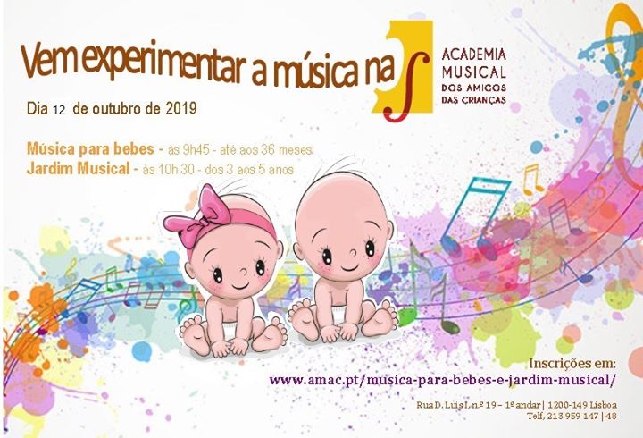 Música para Bebés e Jardim Musical - aulas experimentais