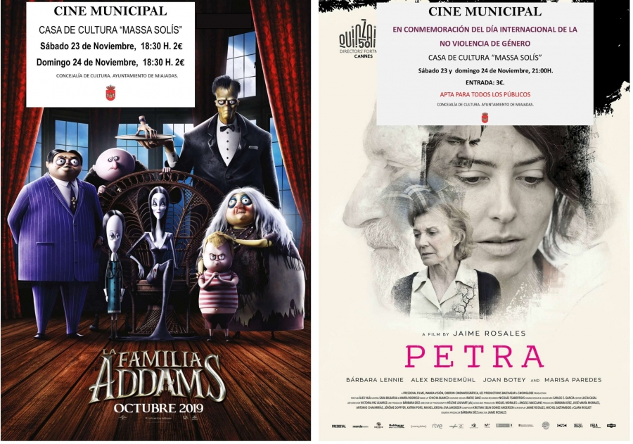 El cine municipal proyecta: La familia Adams y Petra