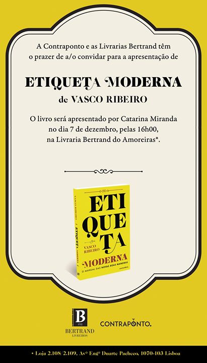 Apresentação do livro «Etiqueta Moderna», de Vasco Ribeiro