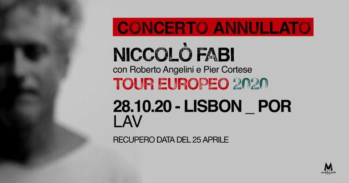 Annullato Niccolò Fabi in concerto a Lisbona