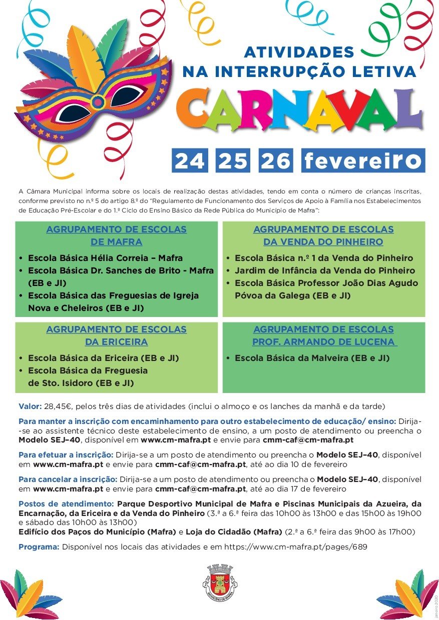 Atividades na Interrupção Letiva do Carnaval 'Magia e Fantasia'