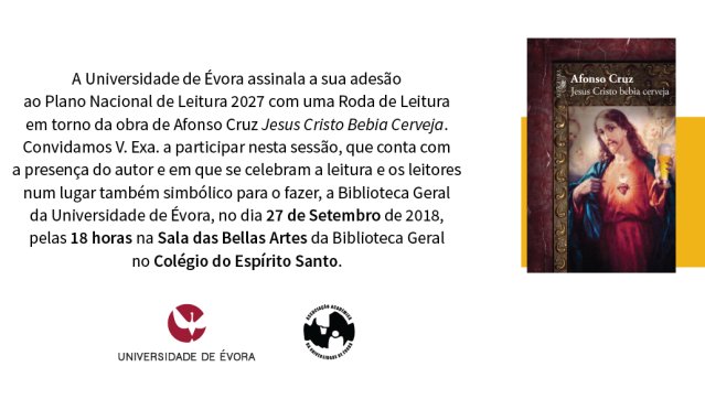Roda De Leitura em torno da Obra Jesus Cristo Bebia Cerveja de Afonso Cruz