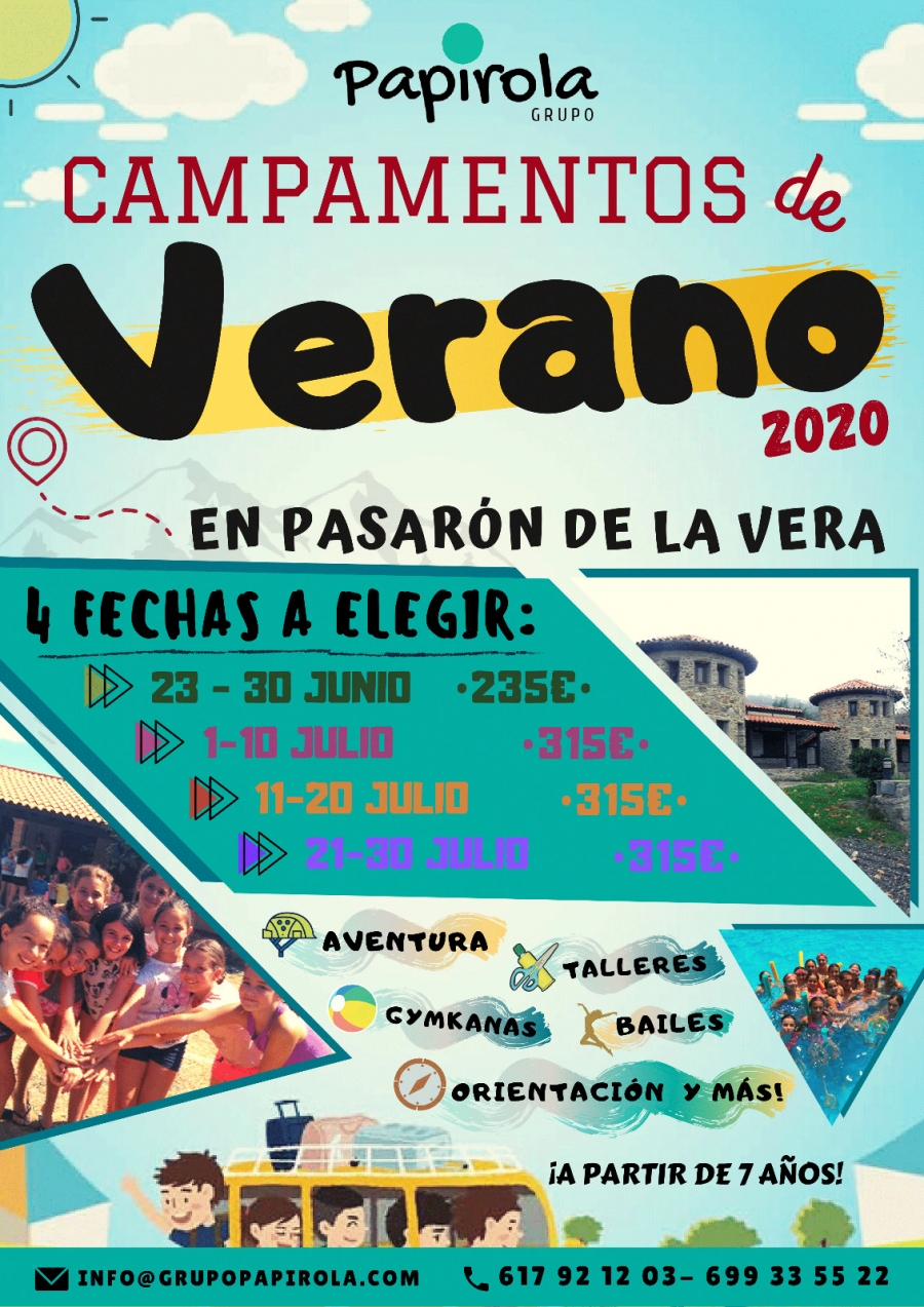 Campamentos Verano 2020 * Grupo Papirola * Pasarón de la Vera (Cáceres)