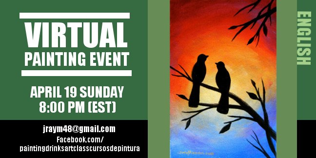 Virtual Painting Event-Sunset Silhouette Birds 4/19/20