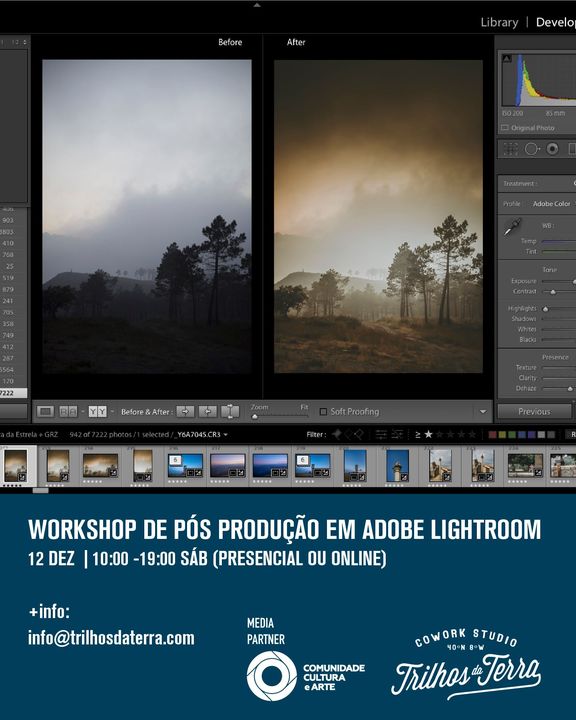 Workshop de Pós Produção em Adobe Lightroom (presencial ou online)