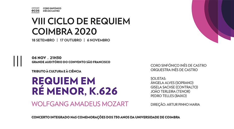 Requiem em Ré menor, K.626 – Wolfgang Amadeus Mozart - VIII Ciclo de Requiem Coimbra 2020
