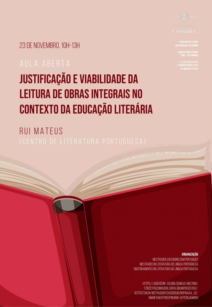 Aula Aberta “Justificação e Viabilidade da Leitura de Obras Integradas no Contexto da Educação Literária”