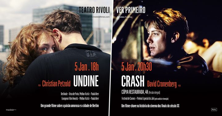 Undine, de Petzold, e Crash, de Cronenberg, no Rivoli, Porto