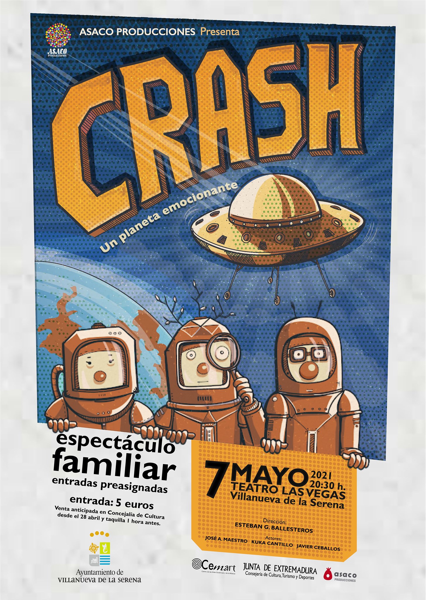 Teatro “Crash. Un planeta emocionante” de Asaco Producciones. Dirección Esteban G. Ballesteros.